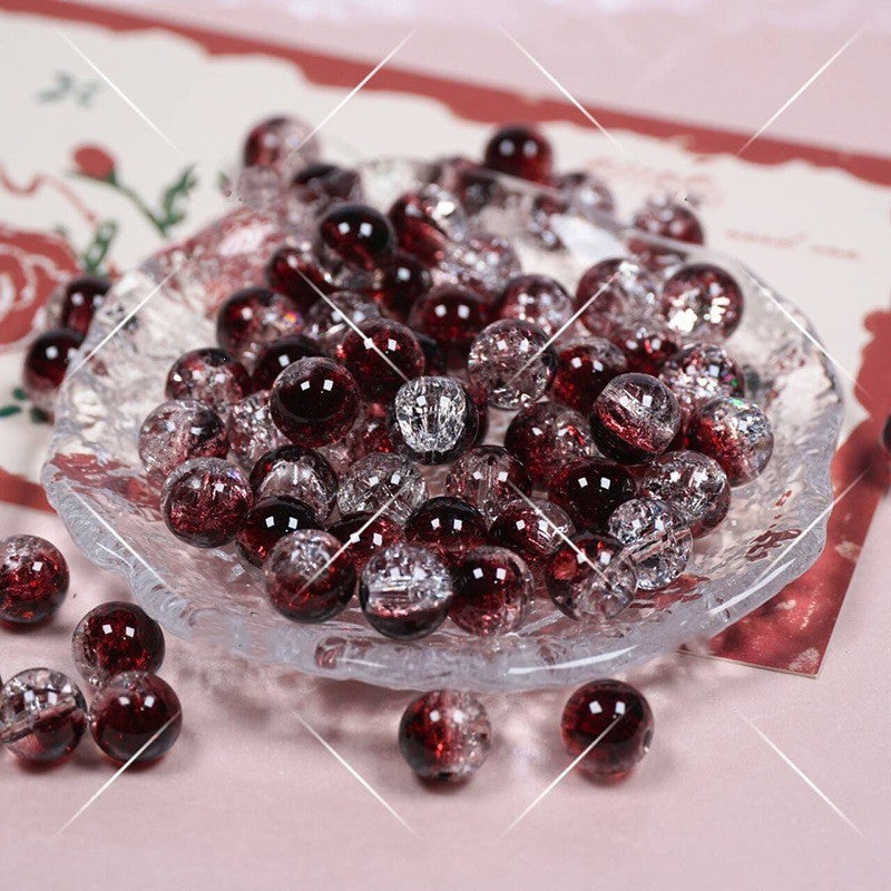 (200pcs)8/10mm Ice Crack Burst Crystal Glass Round Beads