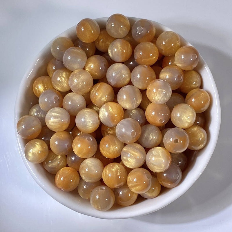 (50pcs)8/10/12/16MM Gilded Resin Beads- Oil-Painted Hues