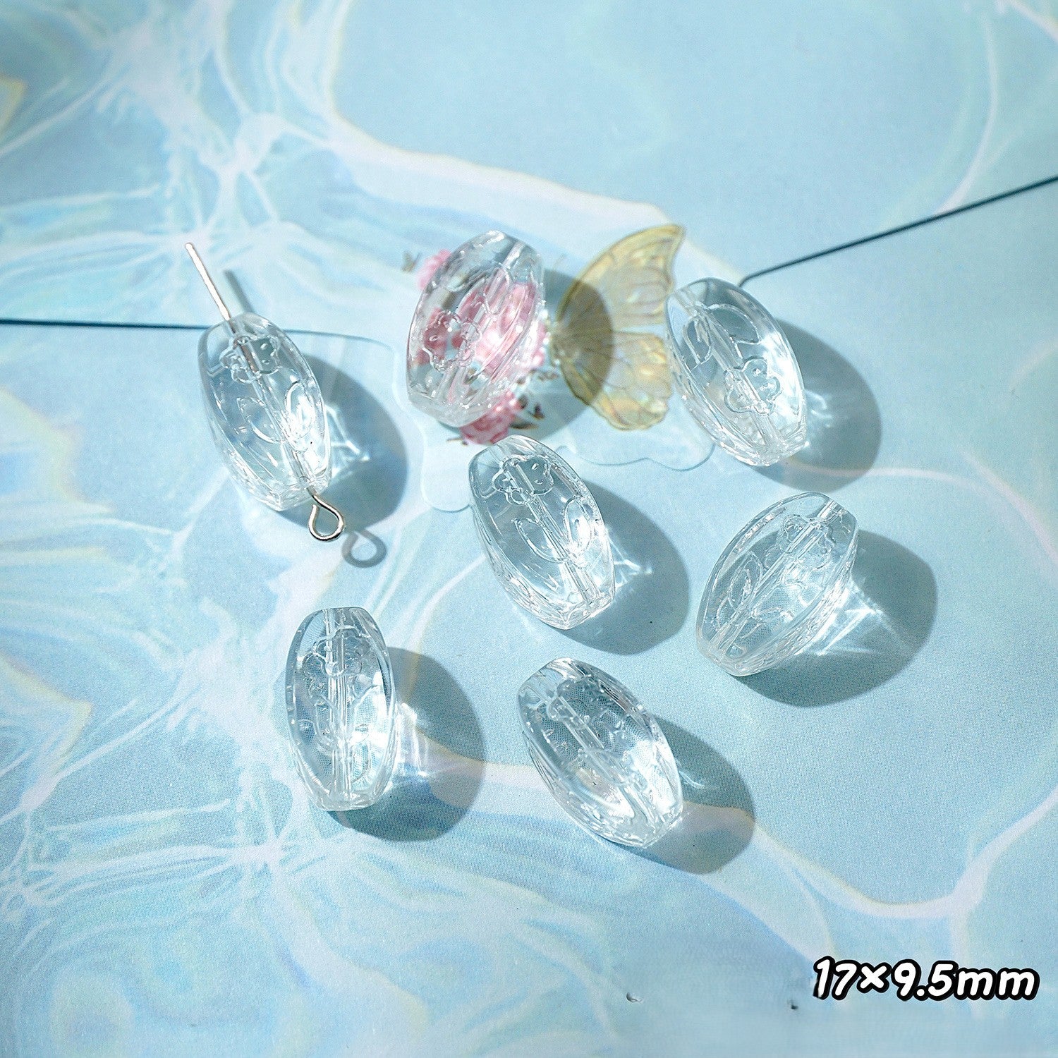 (50pcs)White Crystal Imitation Double-Pointed Irregular Glass Beads