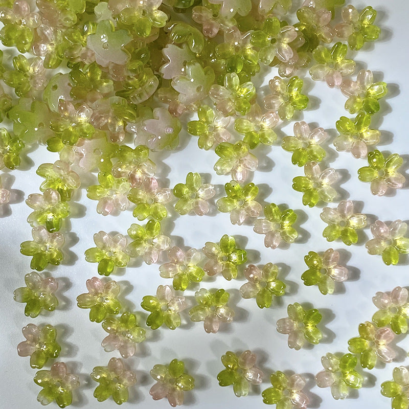 (50pcs)10mm 3D Sakura Flower Glass Beads