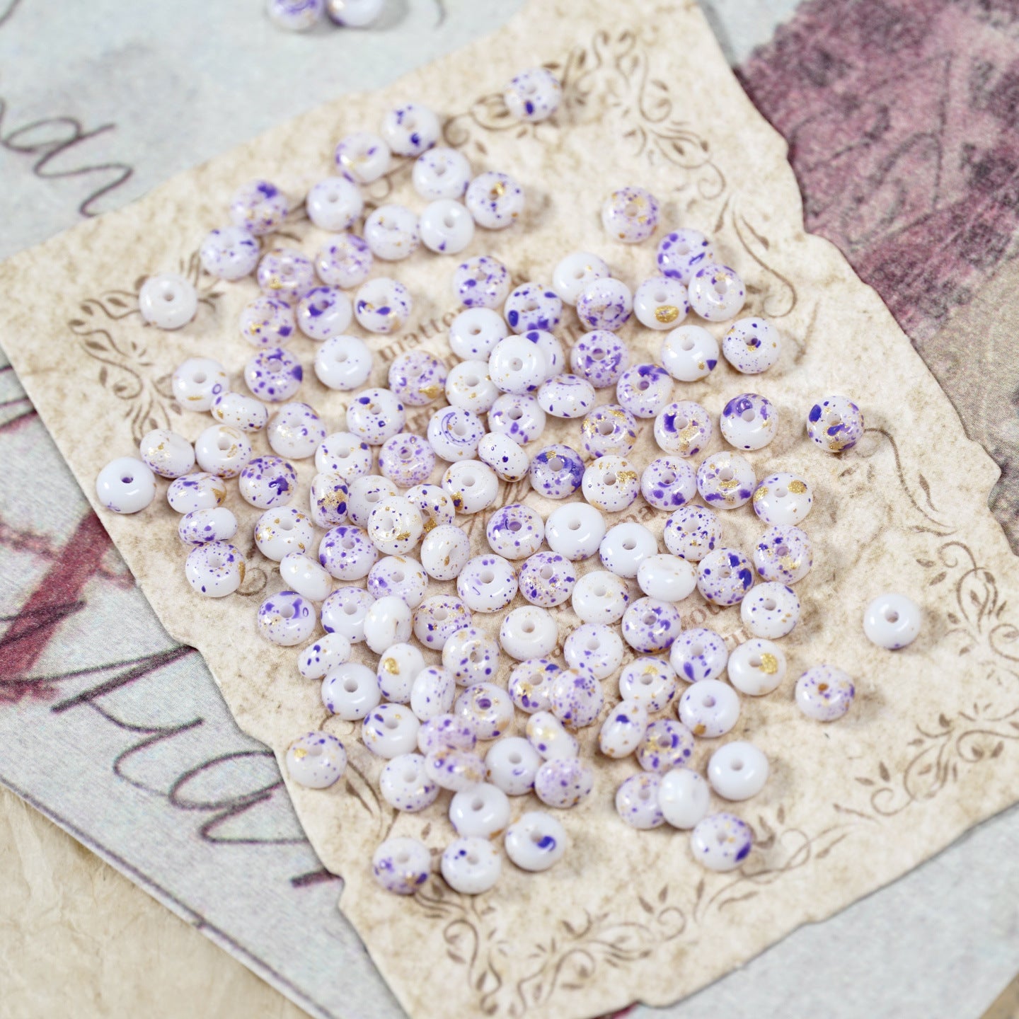 (160pcs)2x4mm Picasso Abacus Beads - Vintage Glass Seed Beads