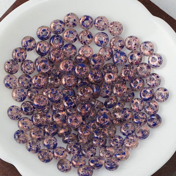 (100pcs)3x6mm Picasso Abacus Beads - Vintage Glass Seed Beads