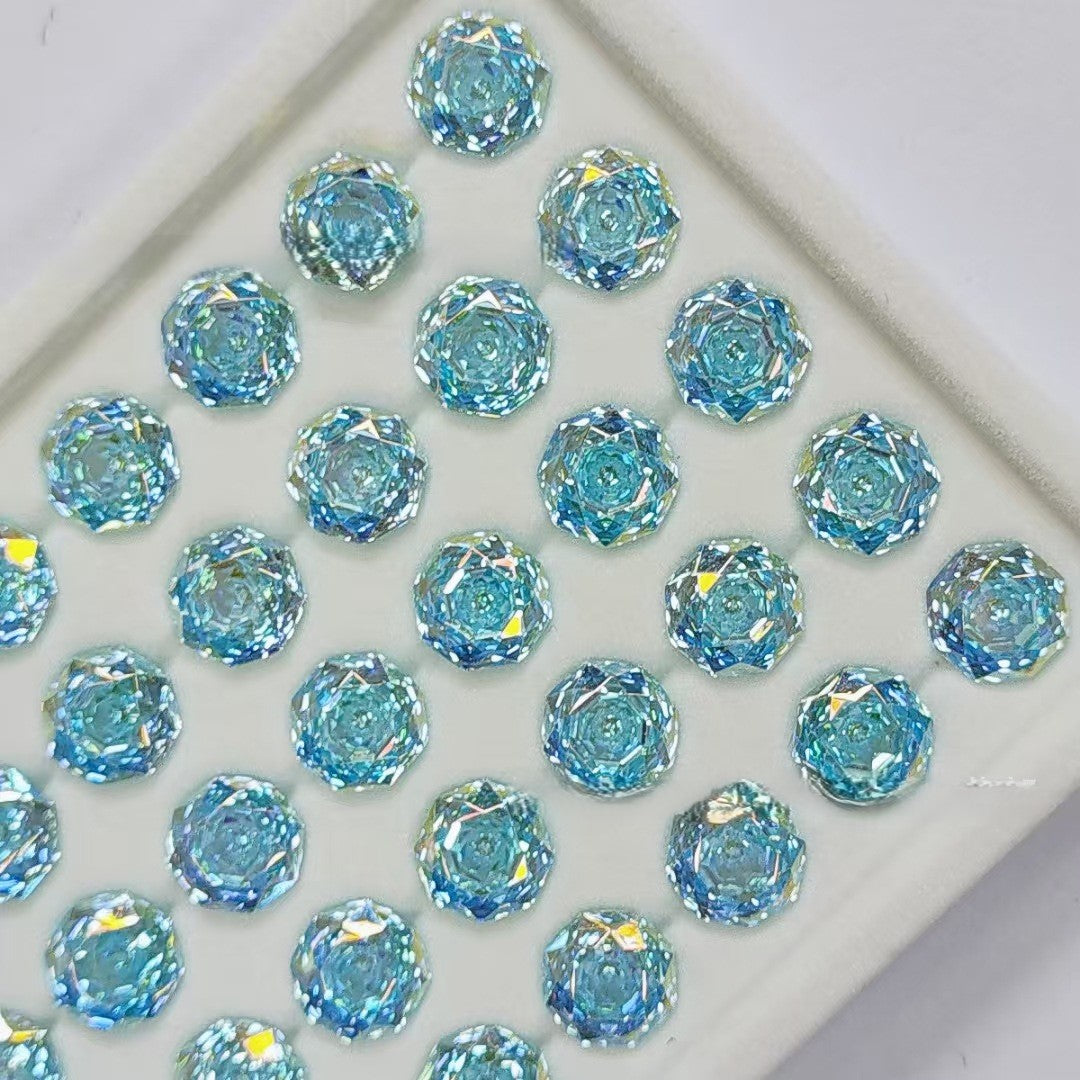 5A 6-8mm Octagonal Coated Sandwich Rose Cut Loose CZ Stone - 2pcs