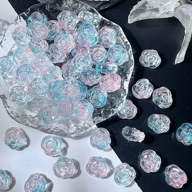 (50pcs)12mm Glass Rose Beads