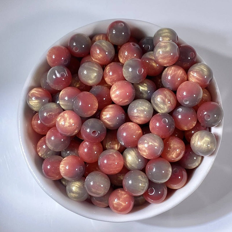 (50pcs)8/10/12/16MM Gilded Resin Beads- Oil-Painted Hues