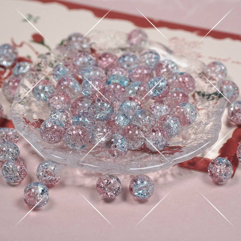 (200pcs)8/10mm Ice Crack Burst Crystal Glass Round Beads