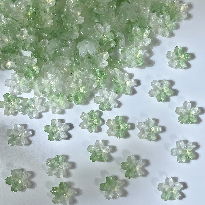 (50pcs)10mm 3D Sakura Flower Glass Beads