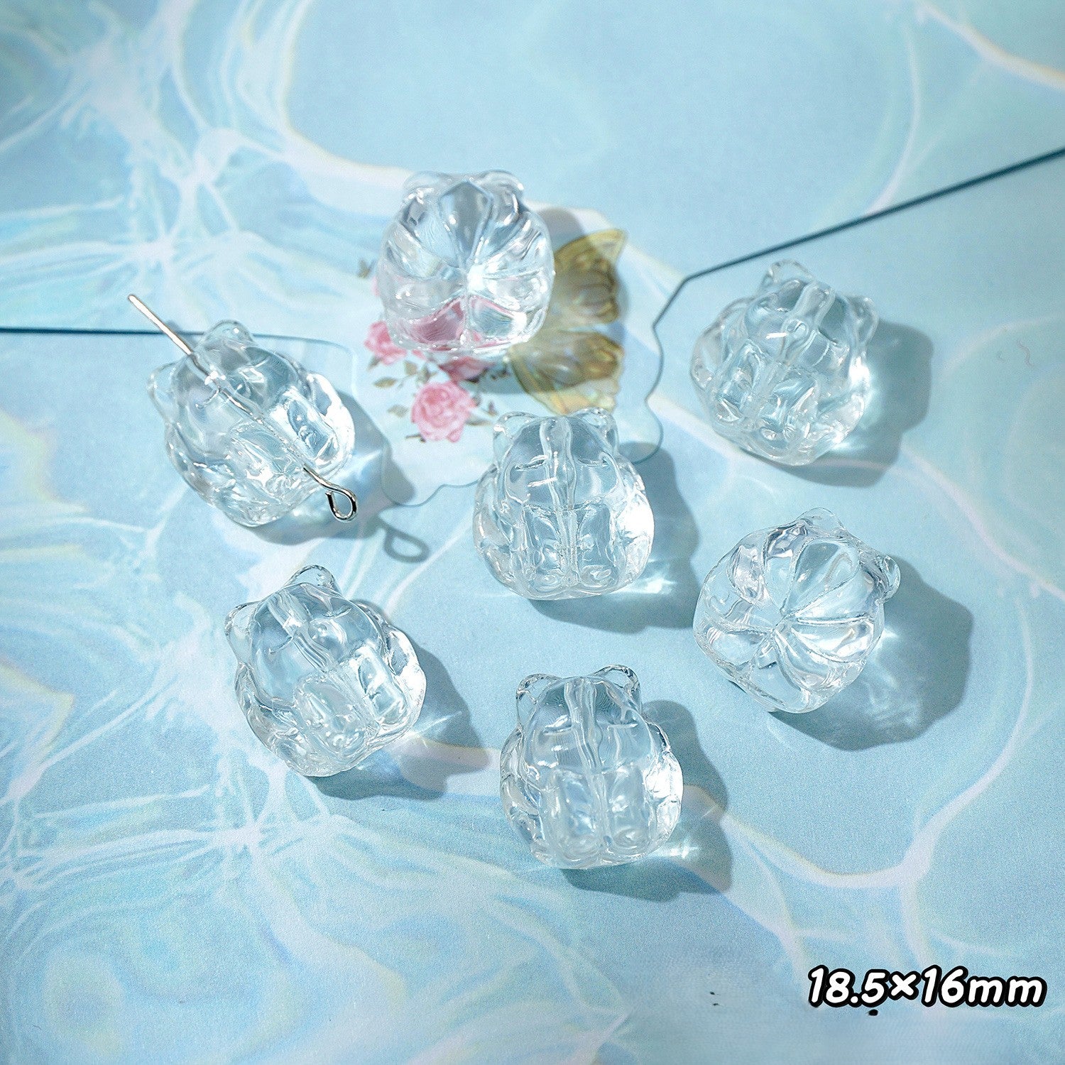 (50pcs)White Crystal Imitation Double-Pointed Irregular Glass Beads