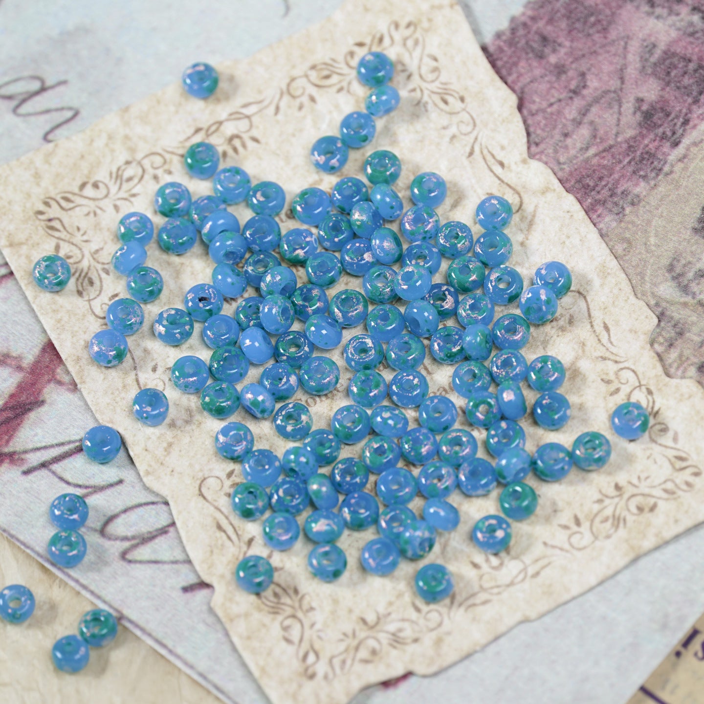 (160pcs)2x4mm Picasso Abacus Beads - Vintage Glass Seed Beads