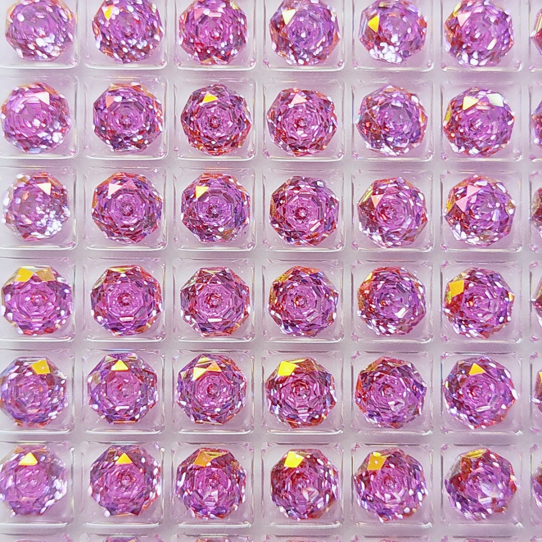 5A 6-8mm Octagonal Coated Sandwich Rose Cut Loose CZ Stone - 2pcs