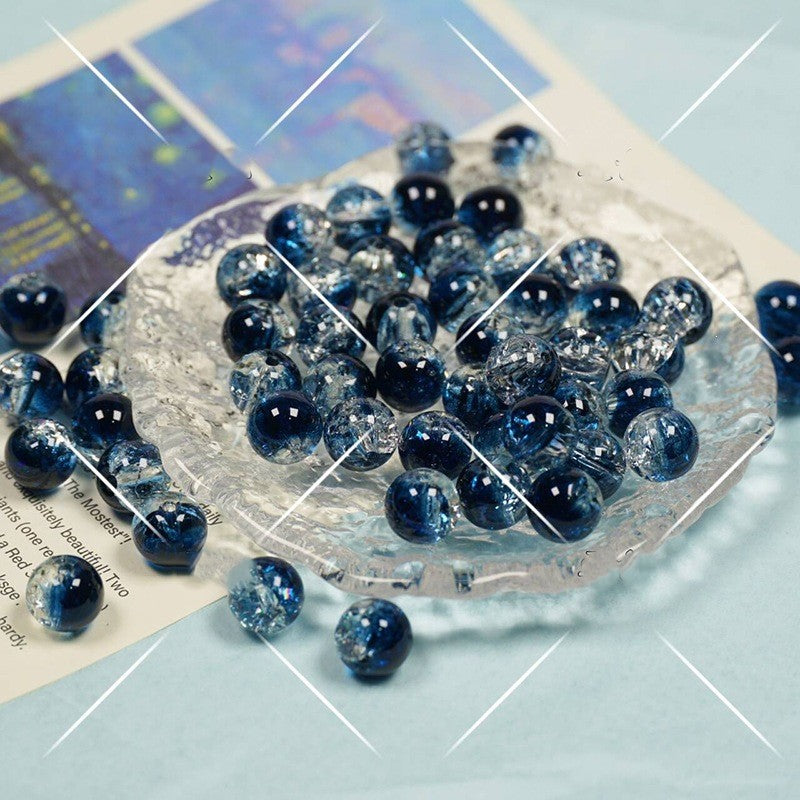 (200pcs)8/10mm Ice Crack Burst Crystal Glass Round Beads
