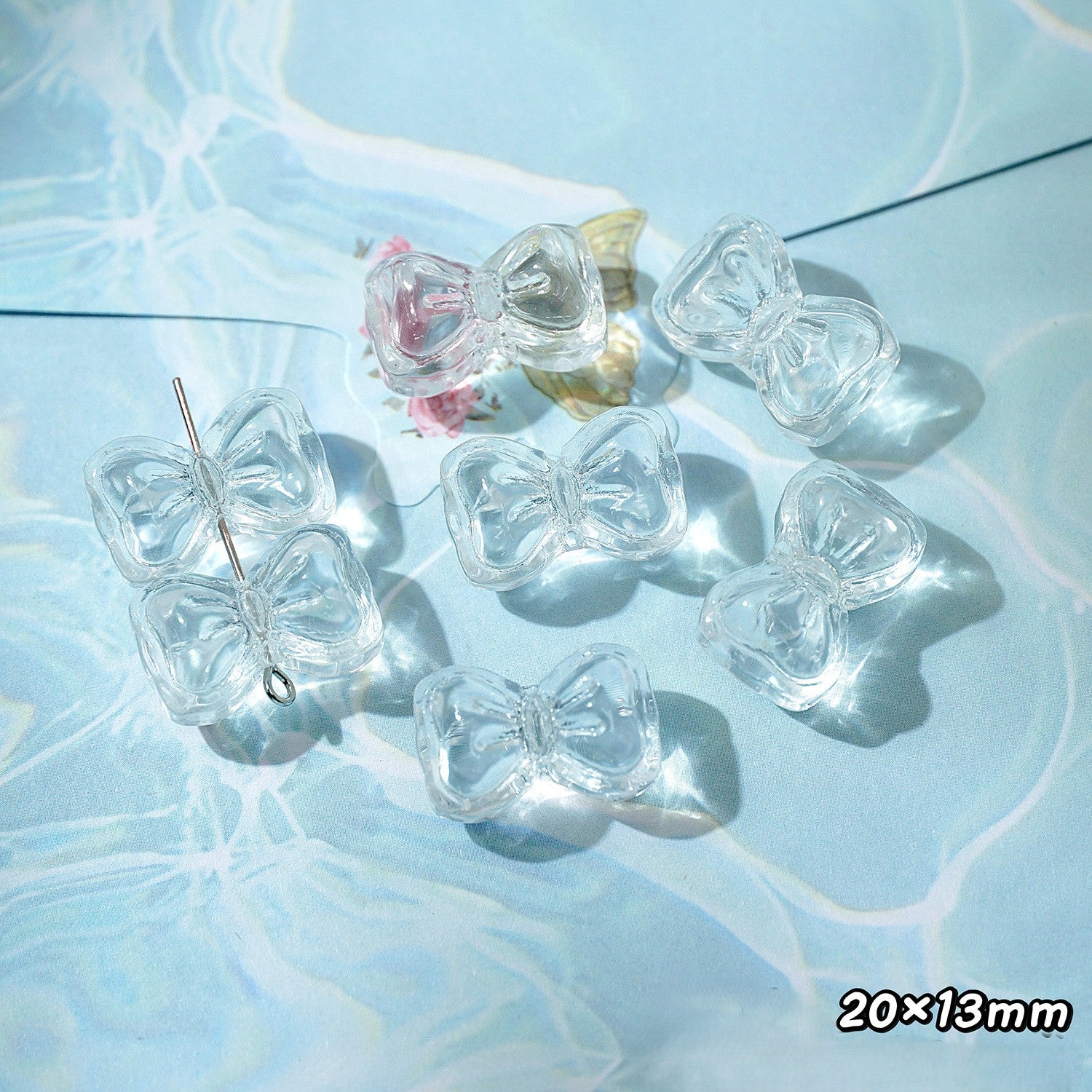 (50pcs)White Crystal Imitation Double-Pointed Irregular Glass Beads