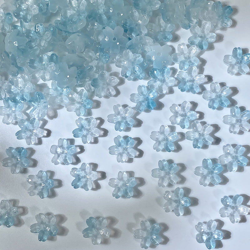 (50pcs)10mm 3D Sakura Flower Glass Beads