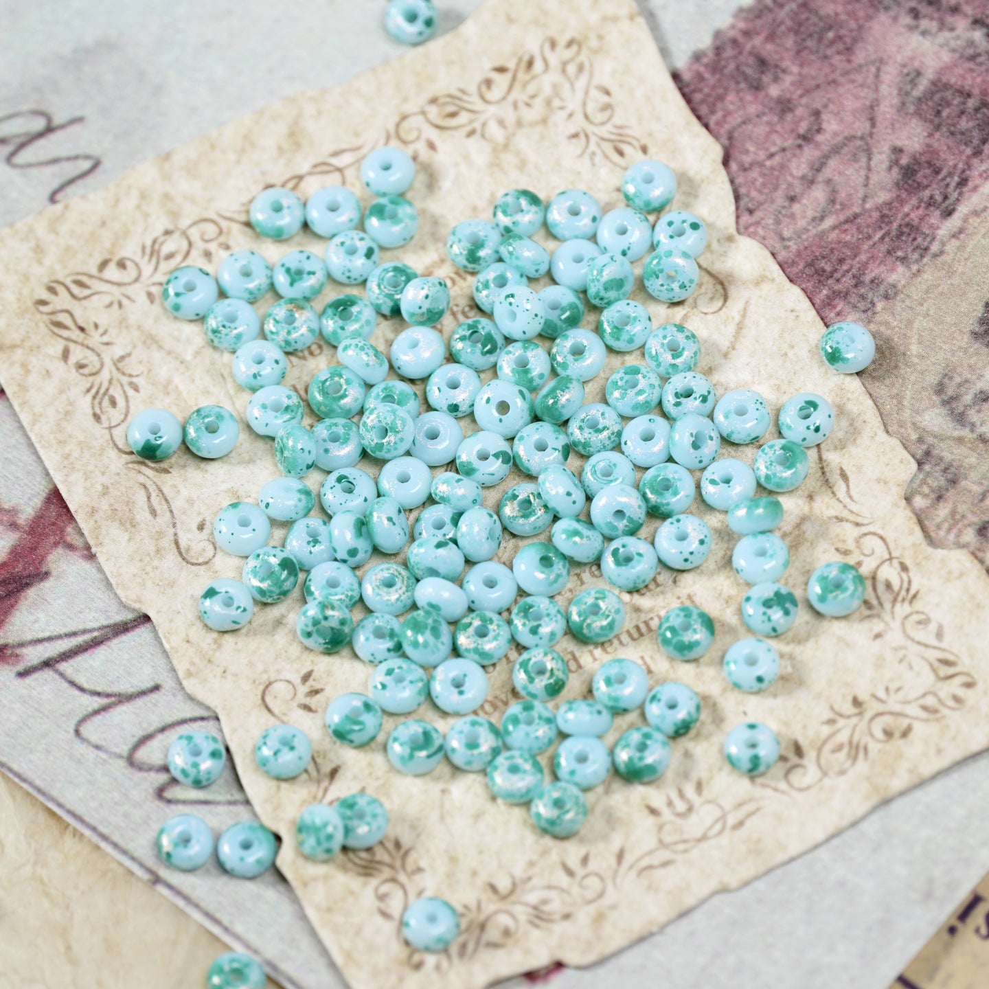(160pcs)2x4mm Picasso Abacus Beads - Vintage Glass Seed Beads