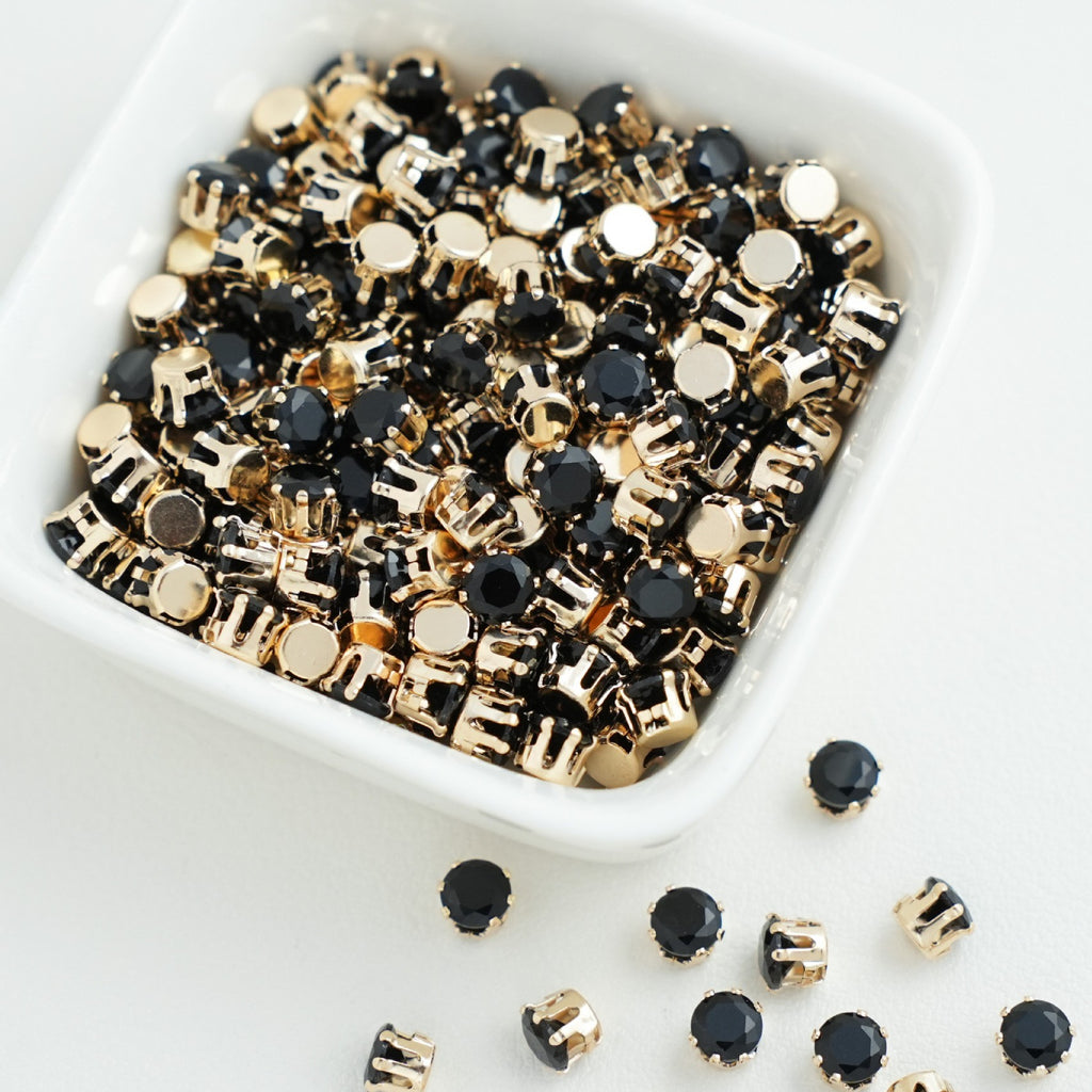 (30pcs)3MM Round Gold Base Prong-set CZs