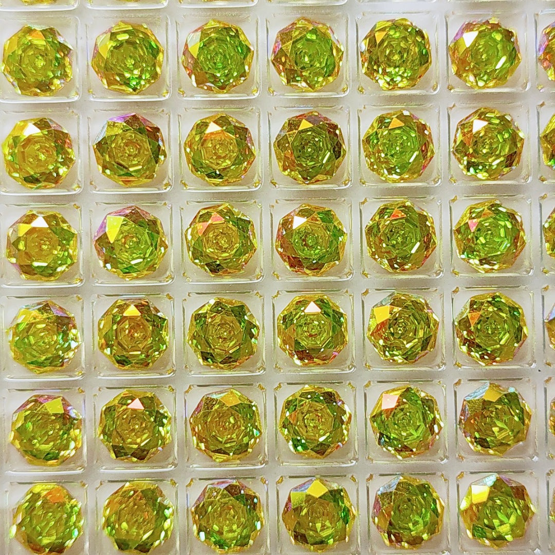 5A 6-8mm Octagonal Coated Sandwich Rose Cut Loose CZ Stone - 2pcs