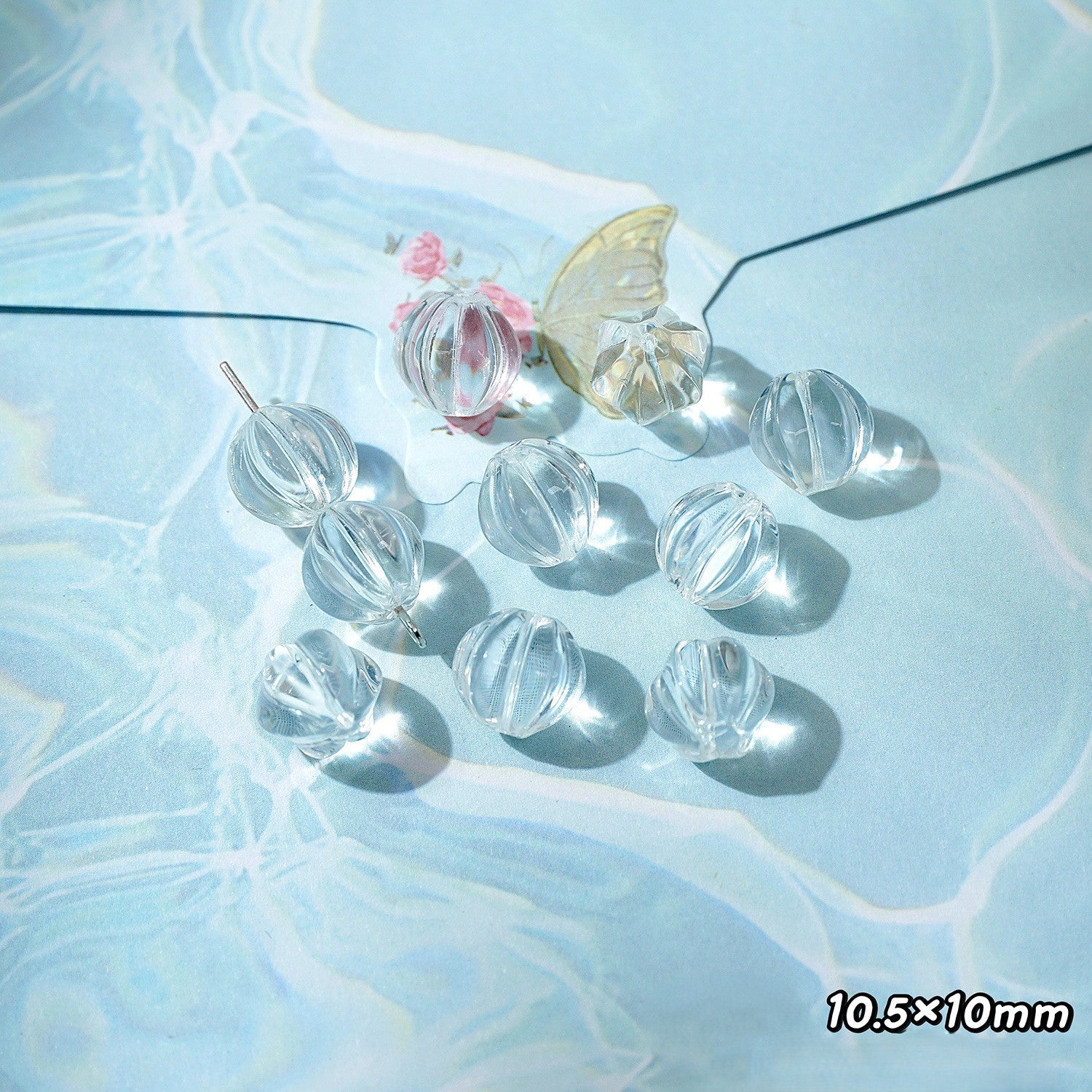(50pcs)White Crystal Imitation Double-Pointed Irregular Glass Beads