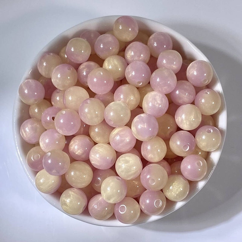 (50pcs)8/10/12/16MM Gilded Resin Beads- Oil-Painted Hues
