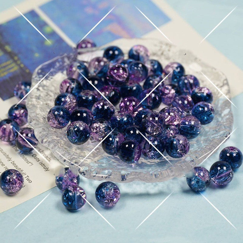 (200pcs)8/10mm Ice Crack Burst Crystal Glass Round Beads