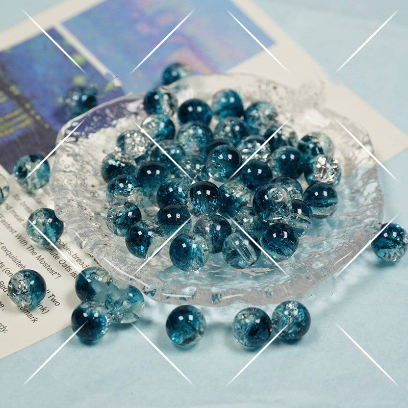 (200pcs)8/10mm Ice Crack Burst Crystal Glass Round Beads