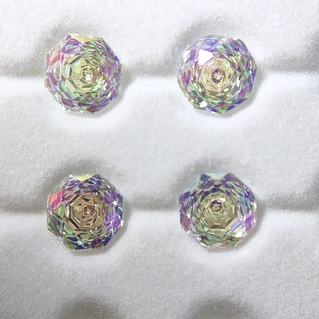 5A 6-8mm Octagonal Coated Sandwich Rose Cut Loose CZ Stone - 2pcs