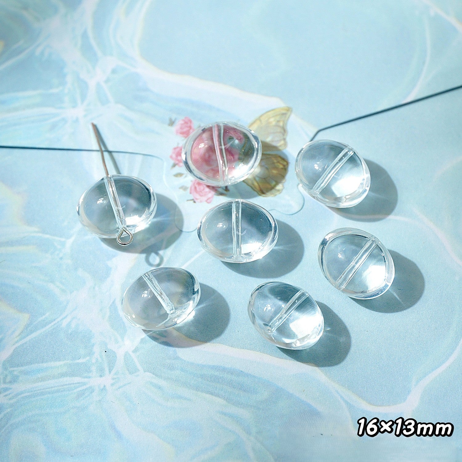 (50pcs)White Crystal Imitation Double-Pointed Irregular Glass Beads