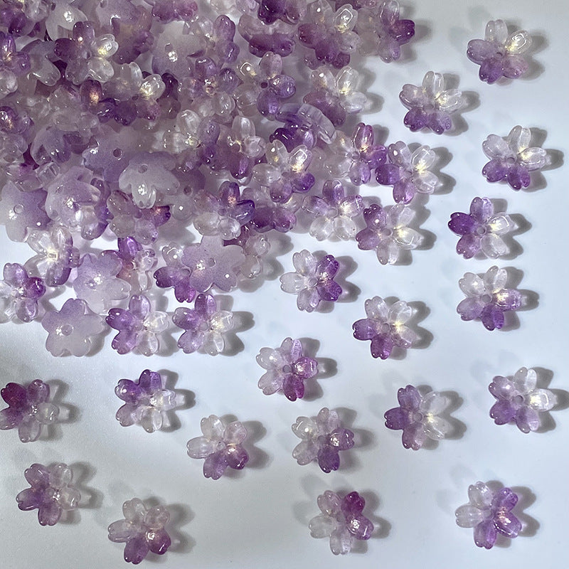 (50pcs)10mm 3D Sakura Flower Glass Beads