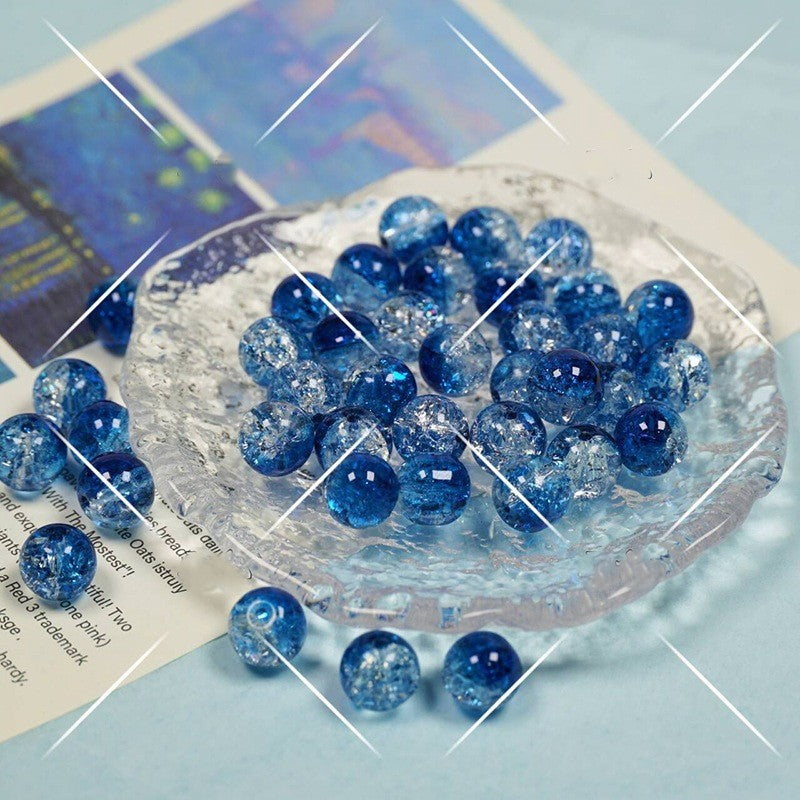 (200pcs)8/10mm Ice Crack Burst Crystal Glass Round Beads