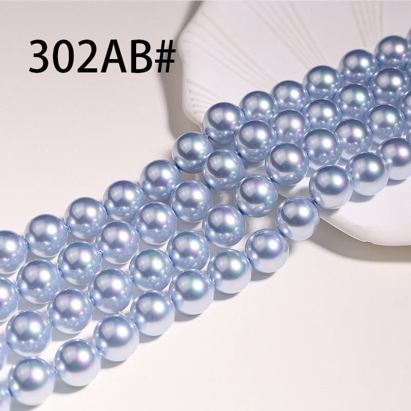 40cm Iridescent Crystal Round Pearls, Full-Drilled Beads, 2-16mm