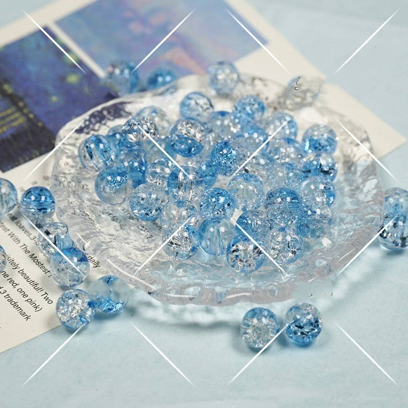 (200pcs)8/10mm Ice Crack Burst Crystal Glass Round Beads