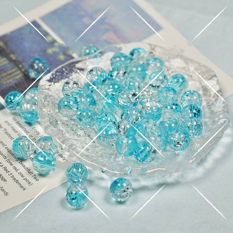 (200pcs)8/10mm Ice Crack Burst Crystal Glass Round Beads