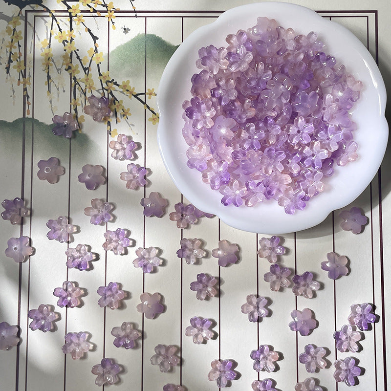 (50pcs)10mm 3D Sakura Flower Glass Beads