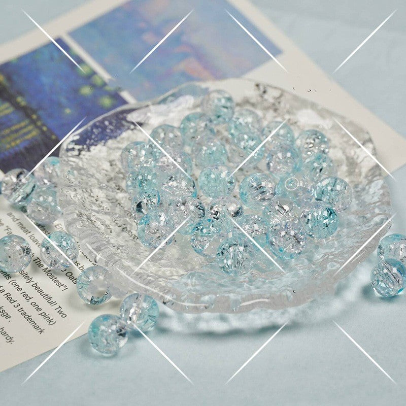 (200pcs)8/10mm Ice Crack Burst Crystal Glass Round Beads