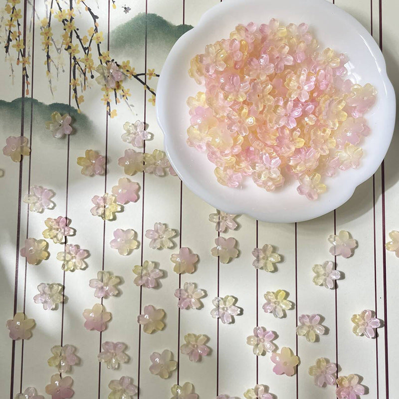 (50pcs)10mm 3D Sakura Flower Glass Beads