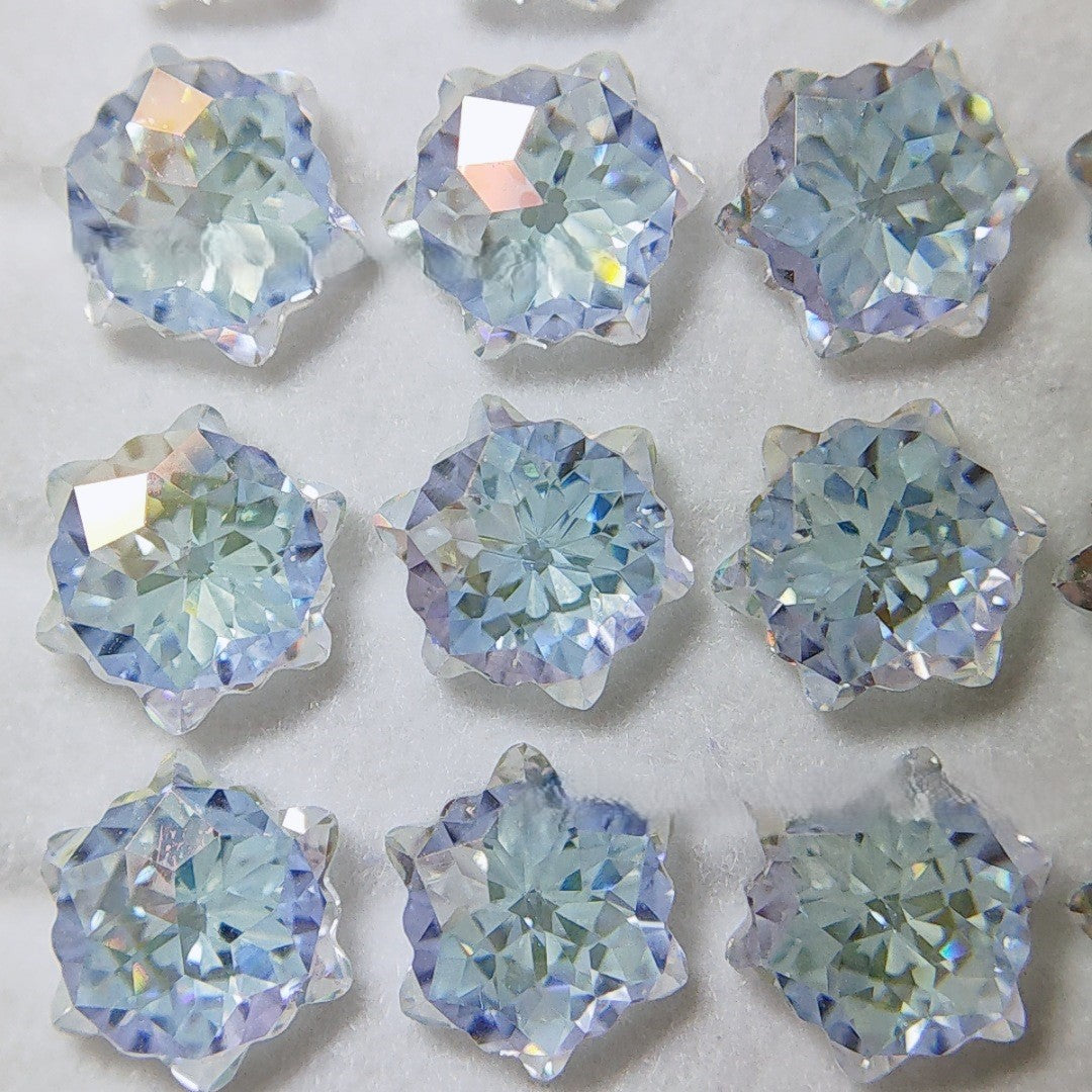 5A 6mm Hexagram Christmas Blizzard Cut Coated Loose CZ Stone - 2pcs