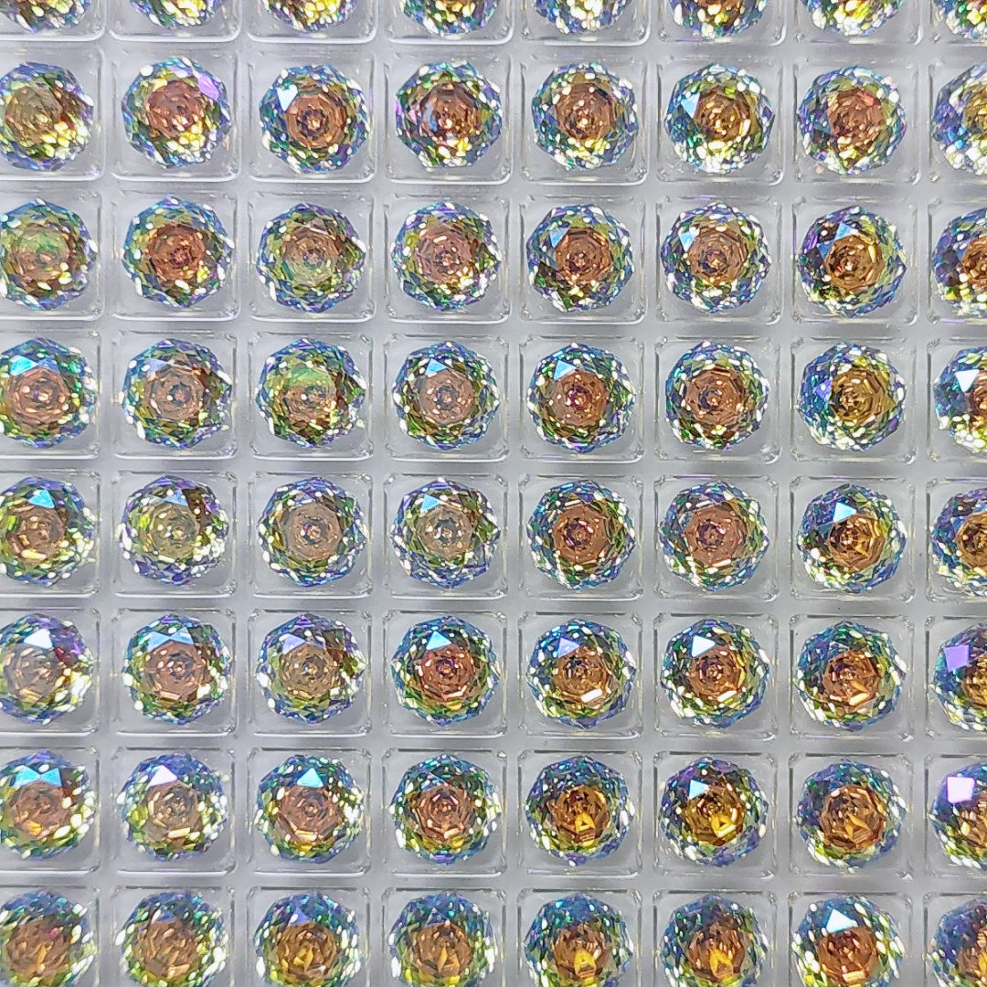 5A 6-8mm Octagonal Coated Sandwich Rose Cut Loose CZ Stone - 2pcs