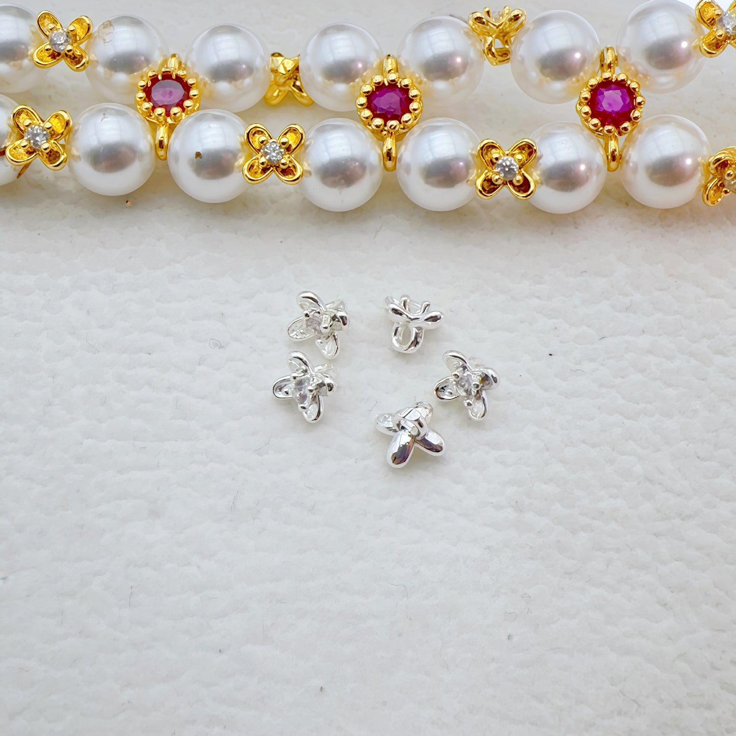 (20pcs)Plated Osmanthus Flower Pendant Bead Cap
