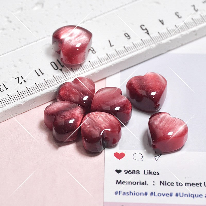 (5pcs)13x20mm Gradient Resin Heart Cat's Eye Beads