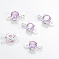 4mm Round CZ Connector with 2 Ring SIlver Attached