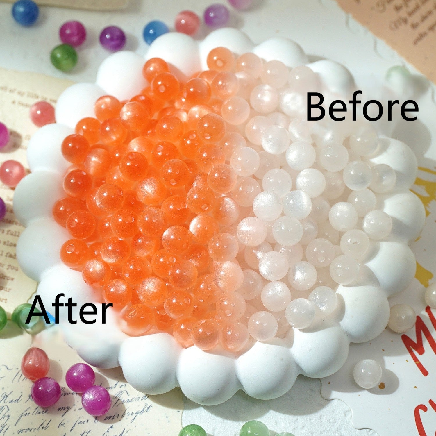 (50pcs)8/10/12/16mm Color-Changing Resin Round Beads - Light & Temperature Sensitive