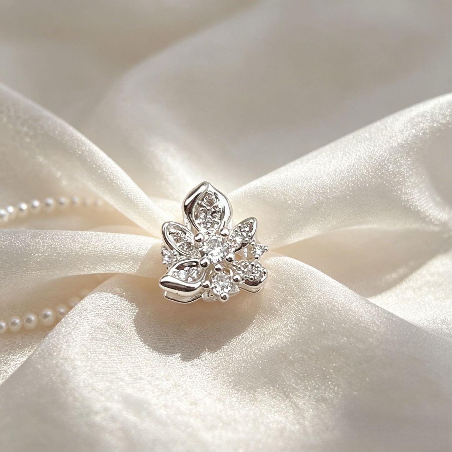 (5pcs)Multi-Row CZ Spacer Bead Micro-Pave Flower