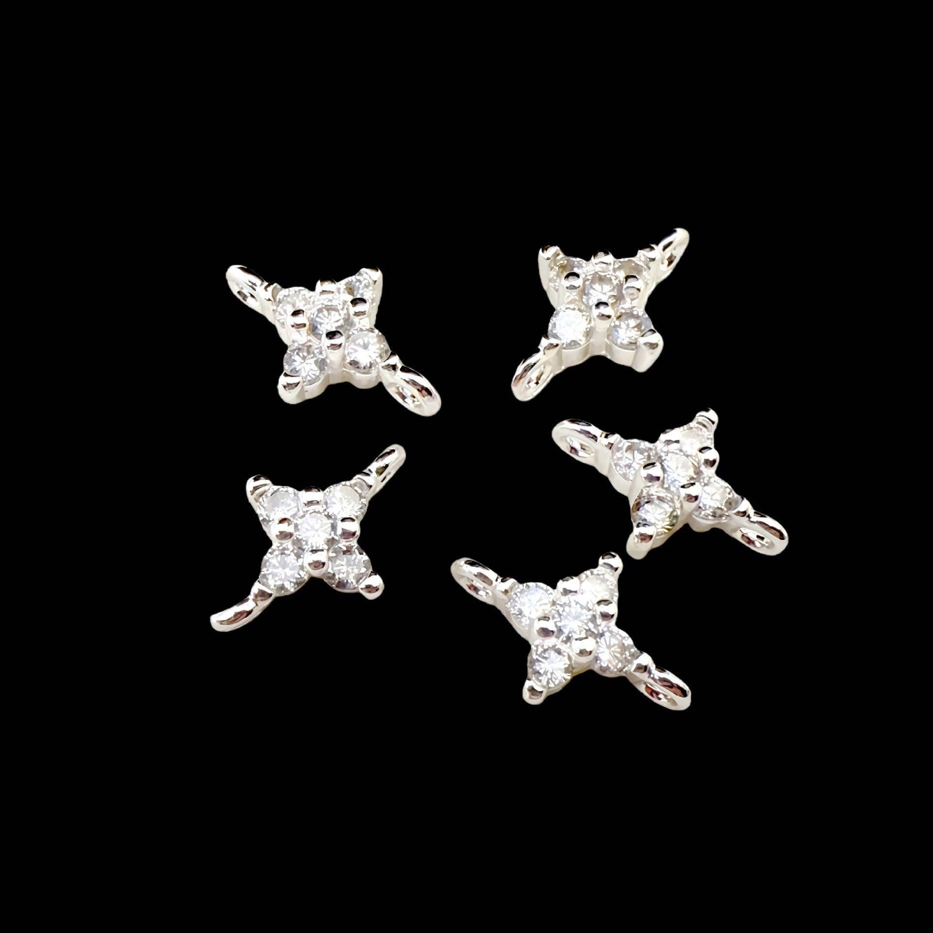 (10pcs)Flower Zircon DIY Double-Row Spacers