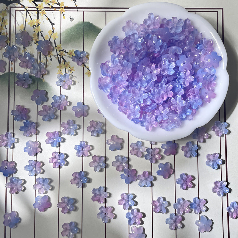 (50pcs)10mm 3D Sakura Flower Glass Beads
