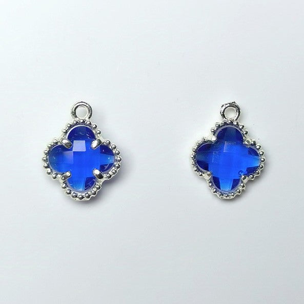 10pcs 12x15mm Crystal Glass Bezel Pendant Four-Leaf Clover Pendant