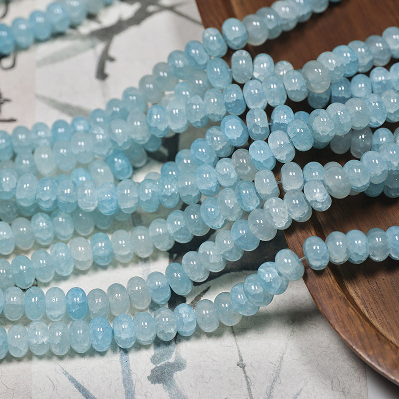 (100pcs)4x8mm Jade Crack Abacus Glass Beads - Water-Dyed Series