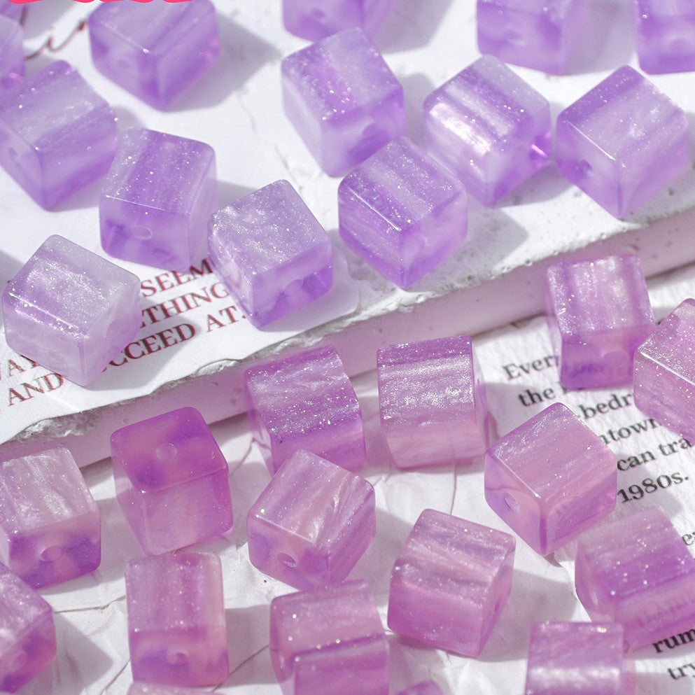 (50pcs)8mm Sugar Cube Light-Sensitive Beads - UV Reactive Resin Beads