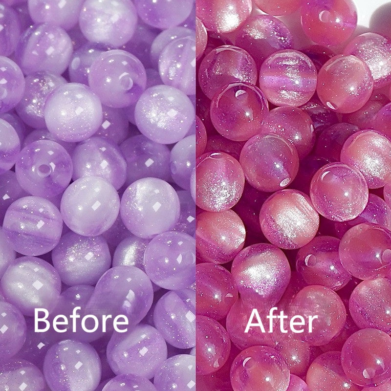 (50pcs)8/10/16mm Light & Temperature Color-Changing Resin Round Beads