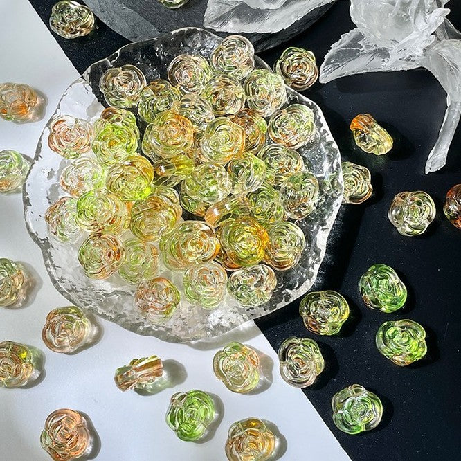 (50pcs)12mm Glass Rose Beads