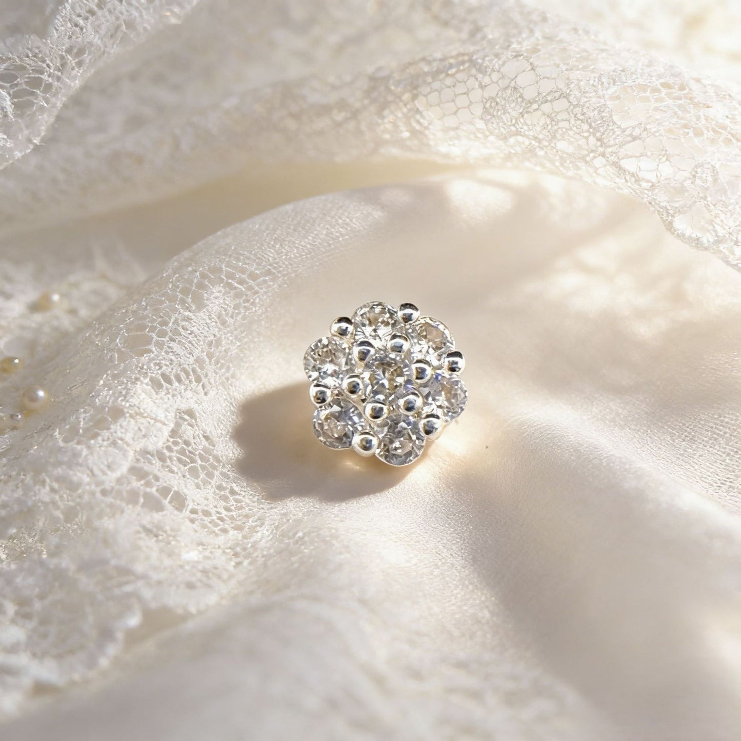 10pcs CZ-Set Flower Circle Spacer Bead