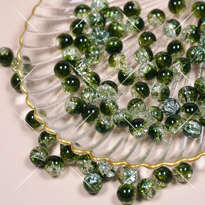 (200pcs)8/10mm Ice Crack Burst Crystal Glass Round Beads